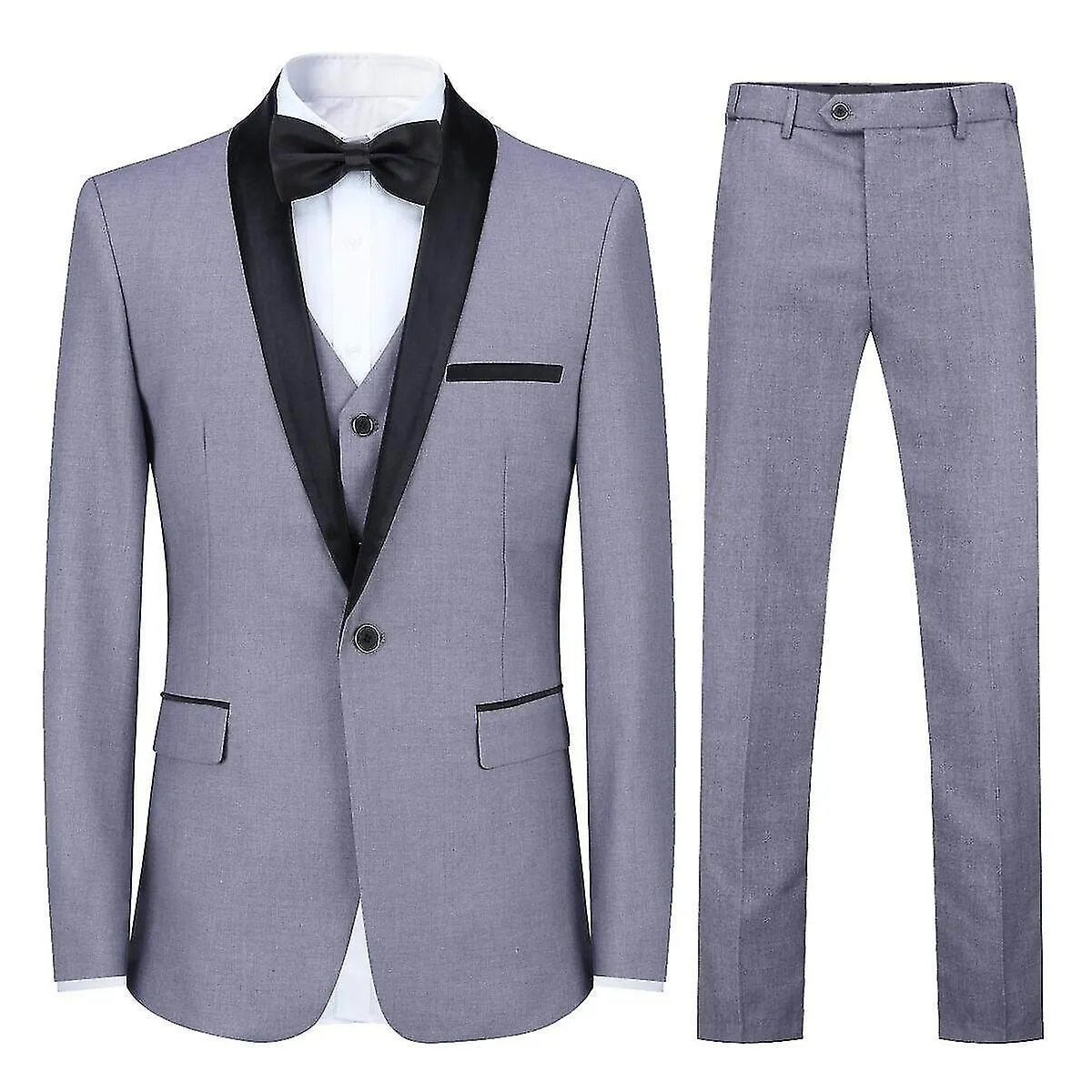 Mens 3-pce Business Suit Slim Fit Wedding Party Blazer And Vest And Pants