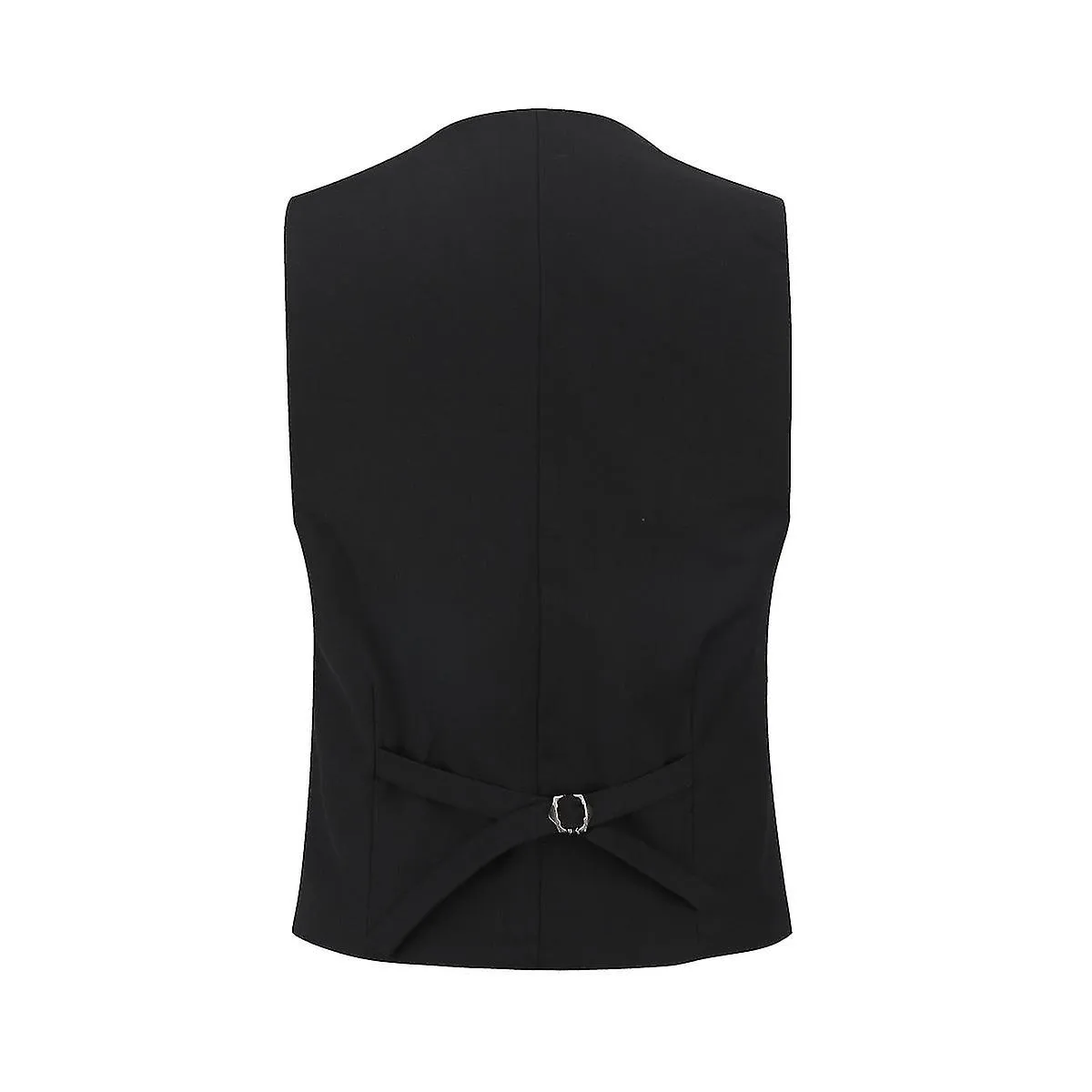 Mens Business Slim Formal Vest Solid Color Breasted Suit Waistcoat