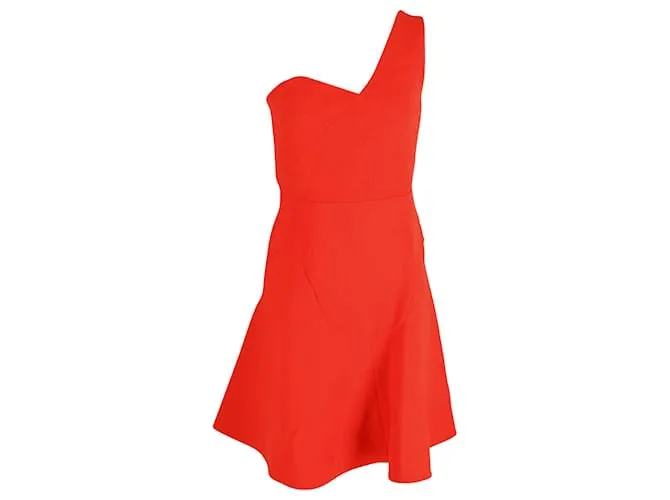 Minivestido acampanado con una correa de Roland Mouret en lana naranja 