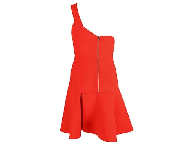 Minivestido acampanado con una correa de Roland Mouret en lana naranja 