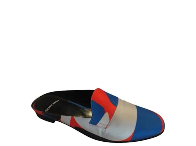 mules Pierre Hardy de seda Negro Blanco Roja Azul claro 