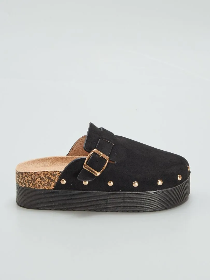 Mules zueco con suela gruesa - NEGRO