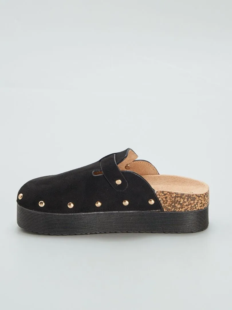 Mules zueco con suela gruesa - NEGRO