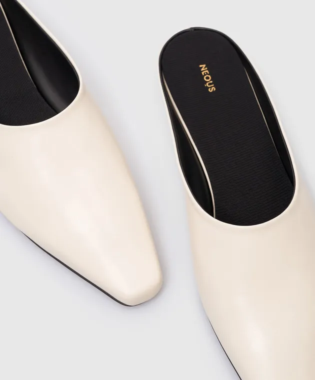 NEOUS Atlas beige leather mules