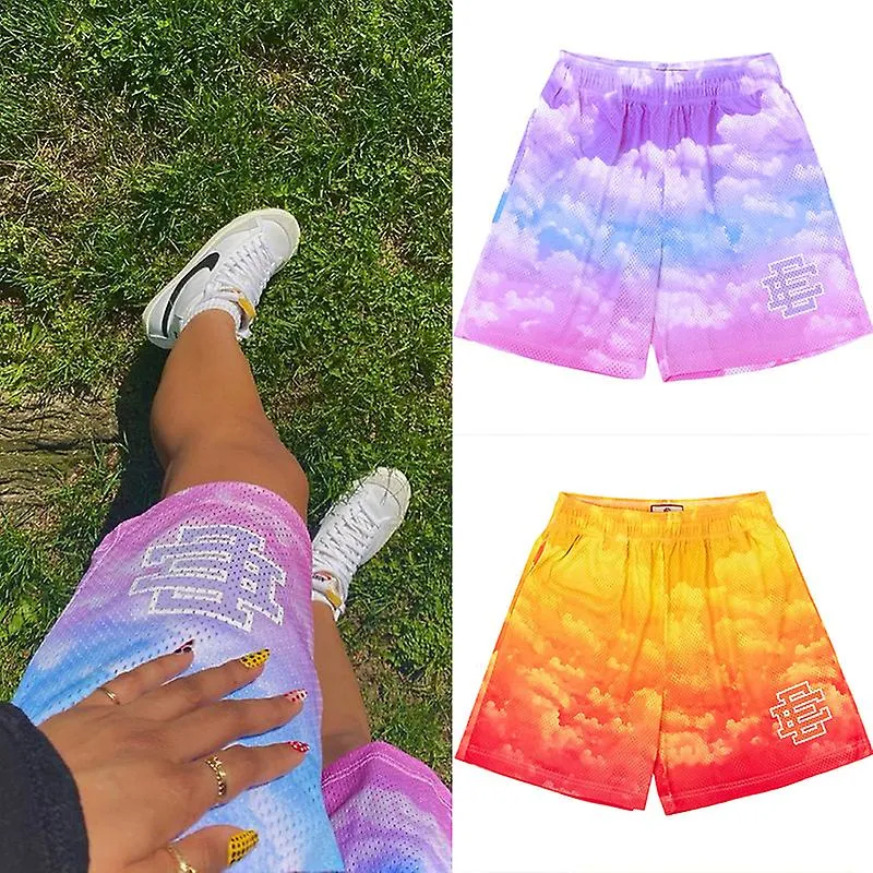 New Men's Casual shorts New York Skyline Trendy Gradient shorts Sports Male Gym Fitness Summer Jogger Breathable Mesh Shorts