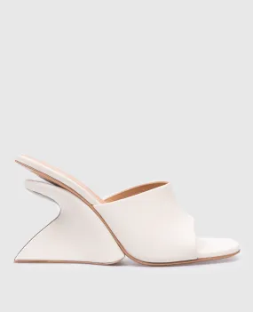 Off-White Beige leather Jug mules with curved heels