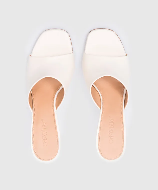 Off-White Beige leather Jug mules with curved heels