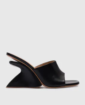 Off-White Black leather Jug mules with curved heels