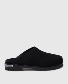 Off-White Black suede mules with metallic logo