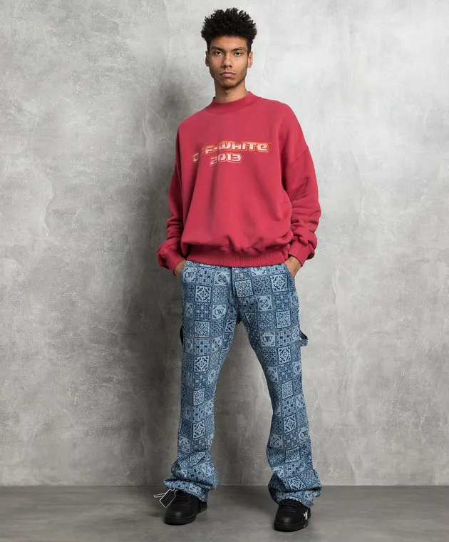 Off-White Red sweatshirt with Digit Bacchus print