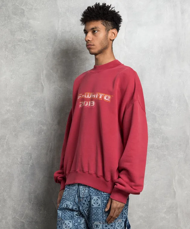 Off-White Red sweatshirt with Digit Bacchus print