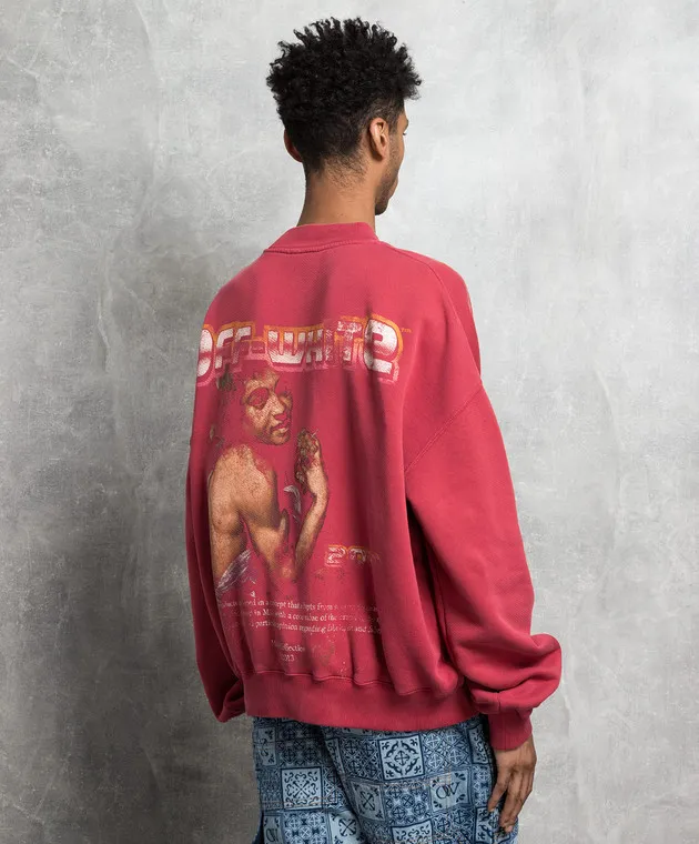 Off-White Red sweatshirt with Digit Bacchus print