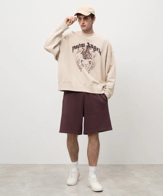 Palm Angels Beige sweatshirt STATEMENT PENCIL