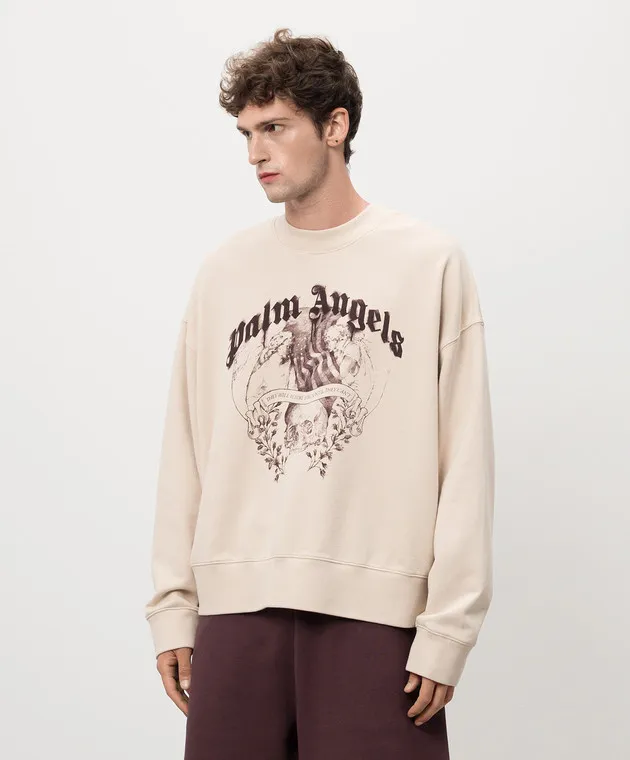 Palm Angels Beige sweatshirt STATEMENT PENCIL