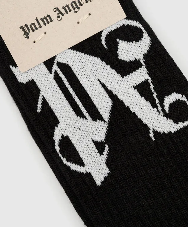 Palm Angels Black monogrammed socks