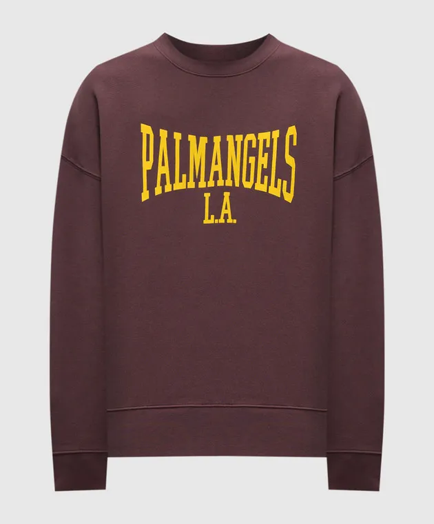 Palm Angels Burgundy sweatshirt with logo print