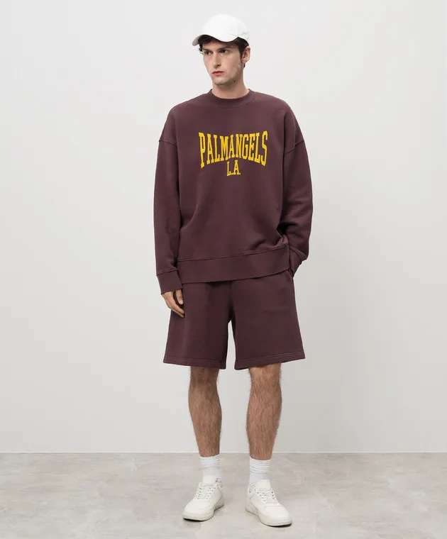 Palm Angels Burgundy sweatshirt with logo print