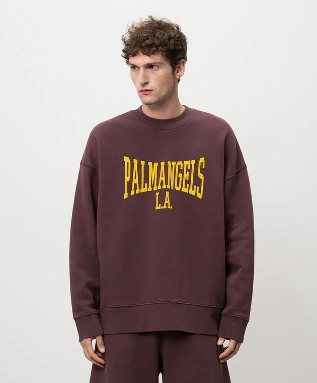 Palm Angels Burgundy sweatshirt with logo print