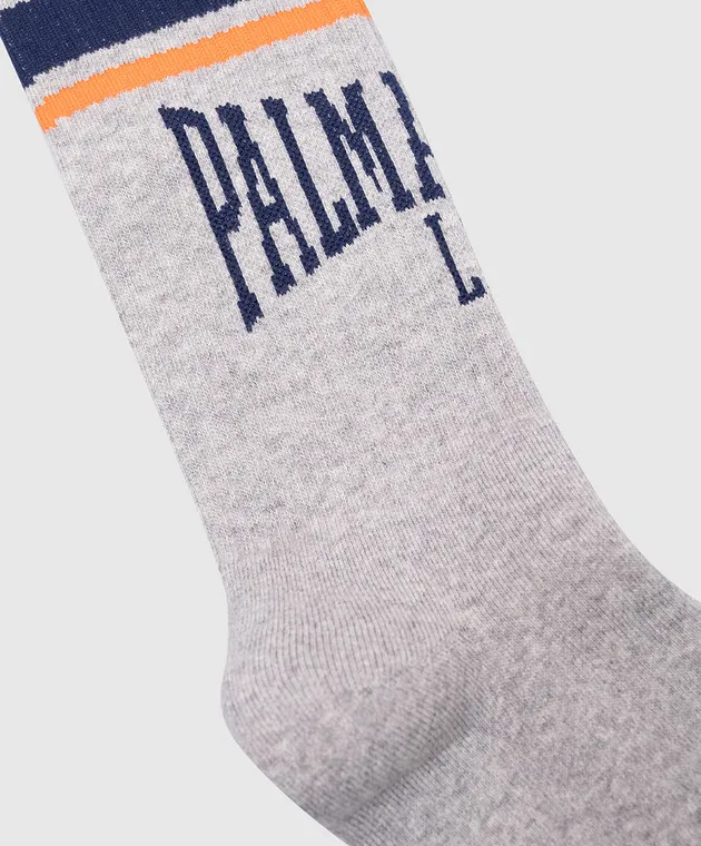 Palm Angels Gray socks with a logo pattern