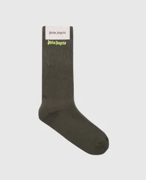 Palm Angels Green socks with logo embroidery