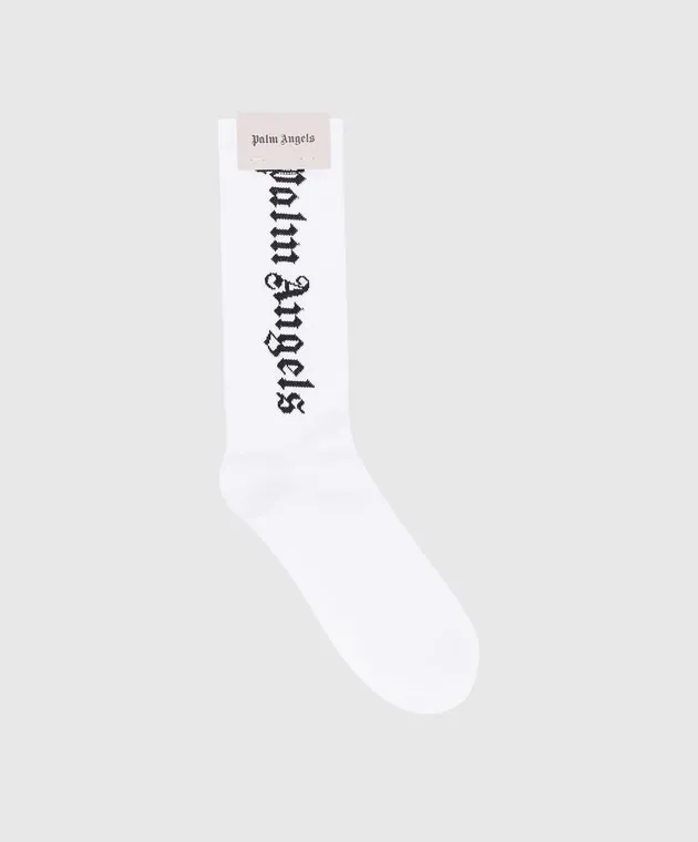 Palm Angels White socks with a logo pattern