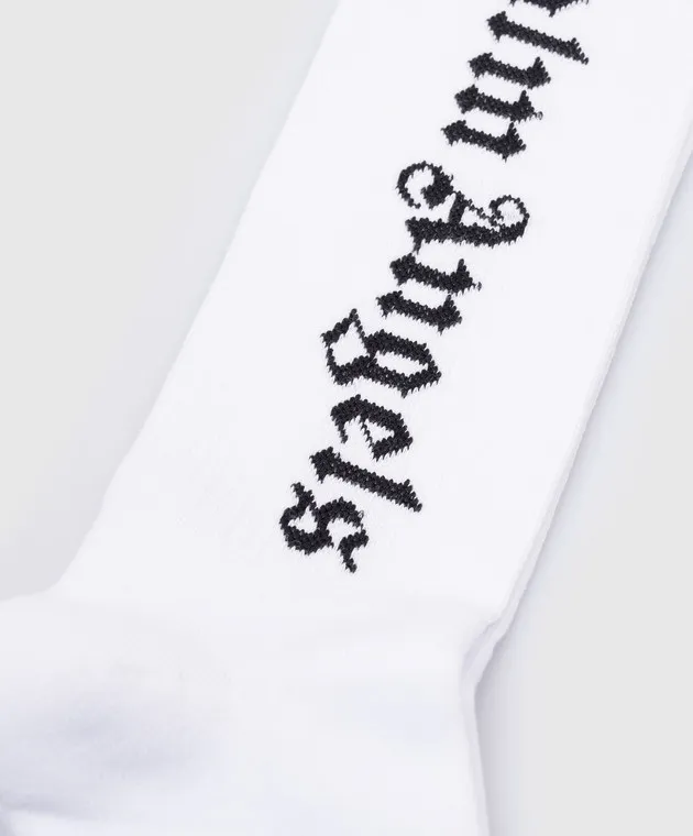 Palm Angels White socks with a logo pattern