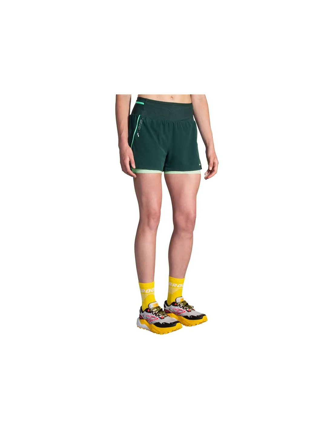 Pantalones de Running Brooks High Point 3" 2-in-1 2.0 Mujer Verde