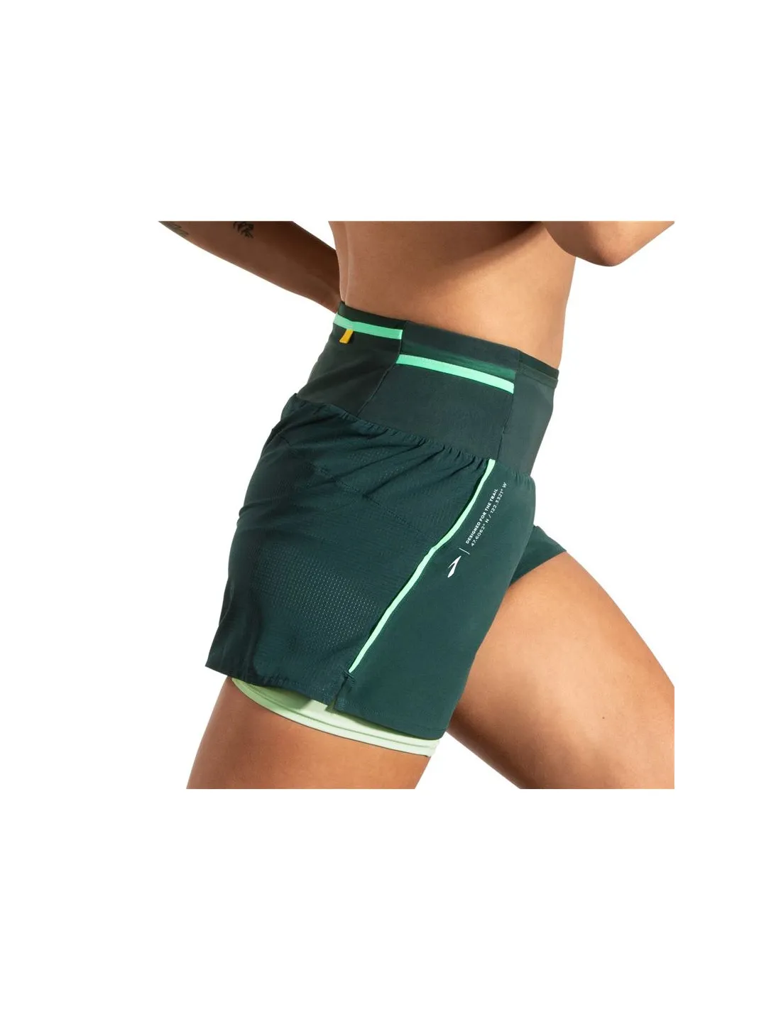 Pantalones de Running Brooks High Point 3" 2-in-1 2.0 Mujer Verde