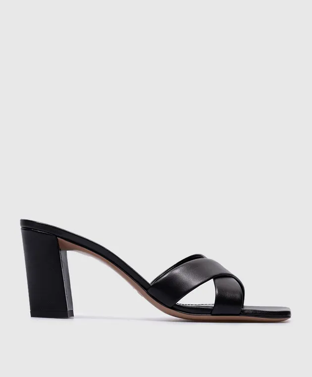 Paris Texas Dafne black leather mules