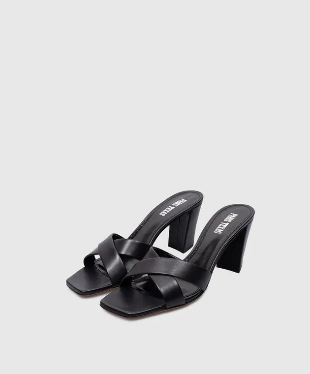 Paris Texas Dafne black leather mules