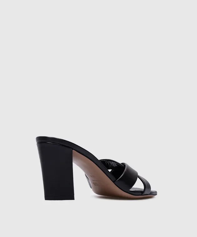 Paris Texas Dafne black leather mules