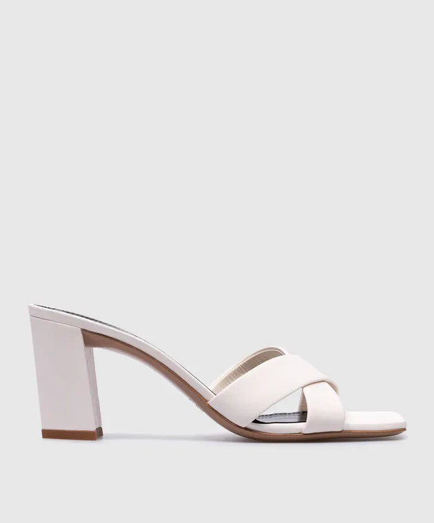 Paris Texas Dafne white leather mules