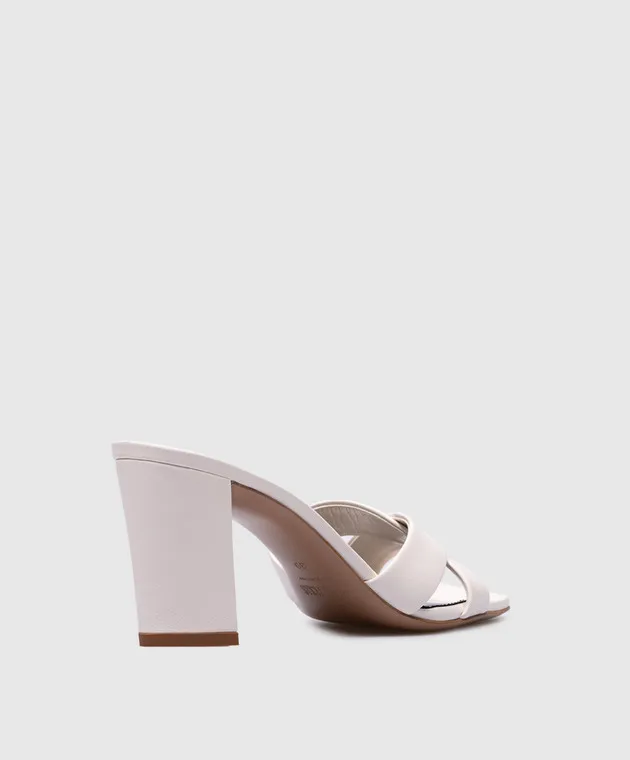 Paris Texas Dafne white leather mules