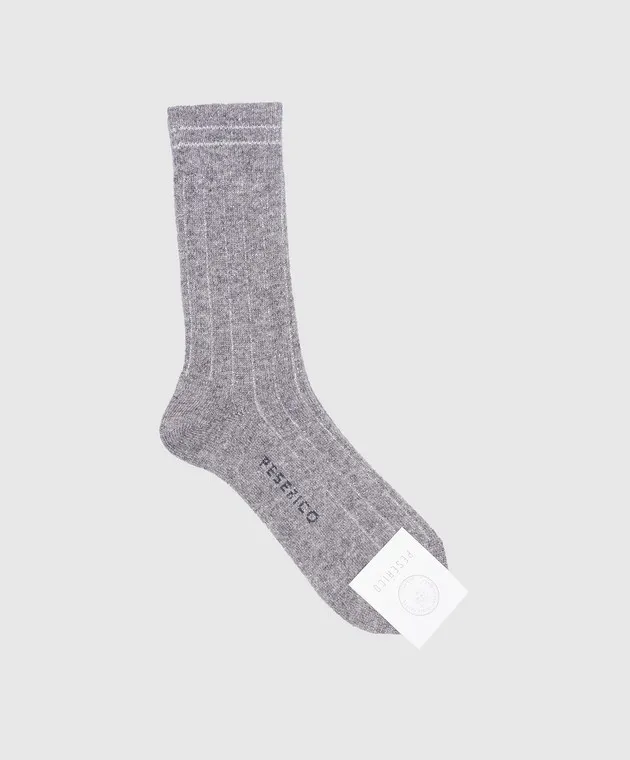 Peserico Gray socks in wool and cashmere with lurex