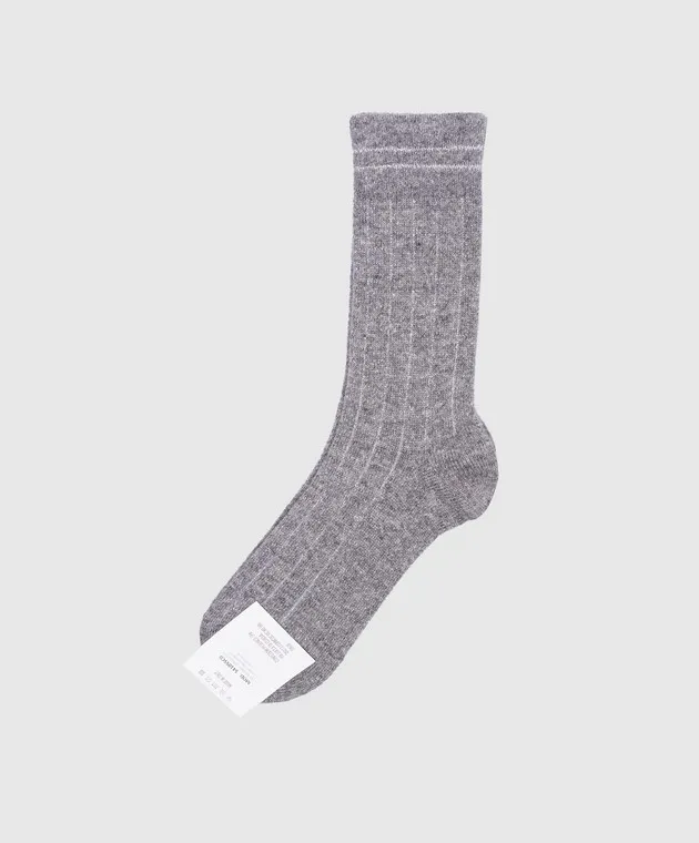 Peserico Gray socks in wool and cashmere with lurex