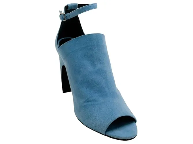 Pierre Hardy Blue Suede Caress Peep Toe Shooties con Correa en el Tobillo Azul 