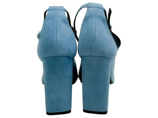 Pierre Hardy Blue Suede Caress Peep Toe Shooties con Correa en el Tobillo Azul 