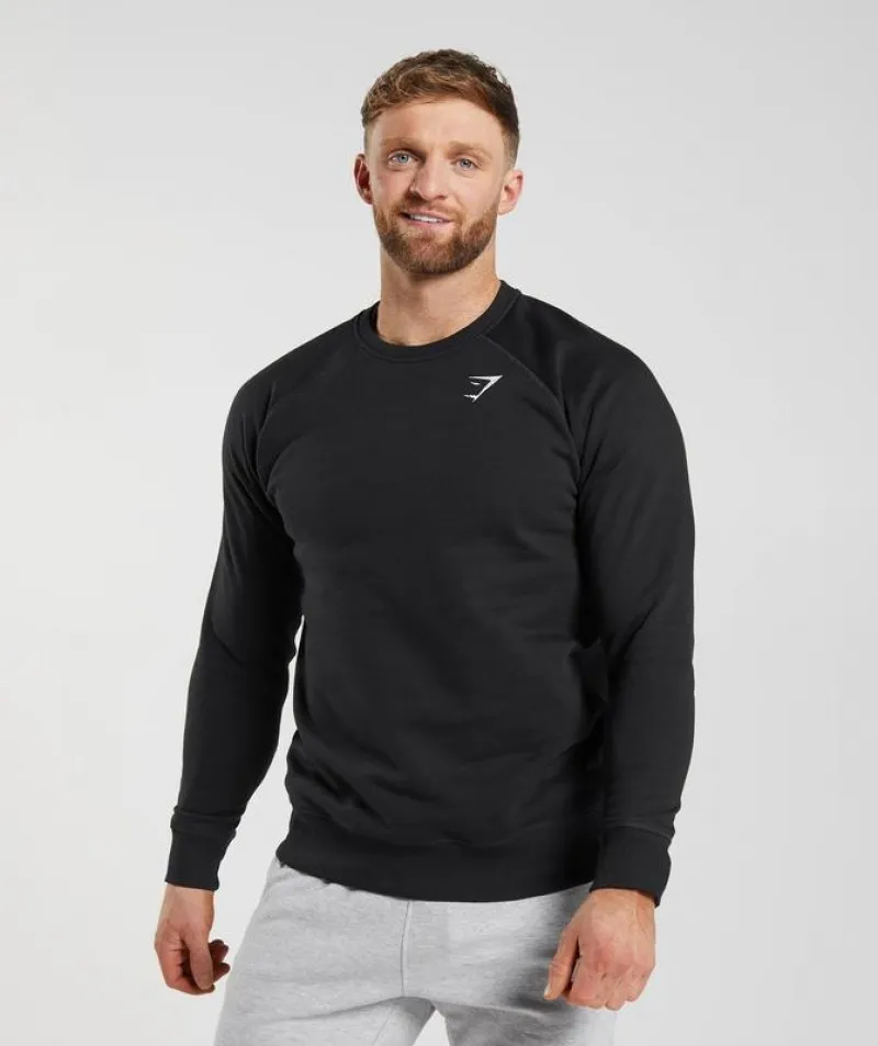 Pullovers Gymshark Crest Sweatshirt Negros | 356182-GHM