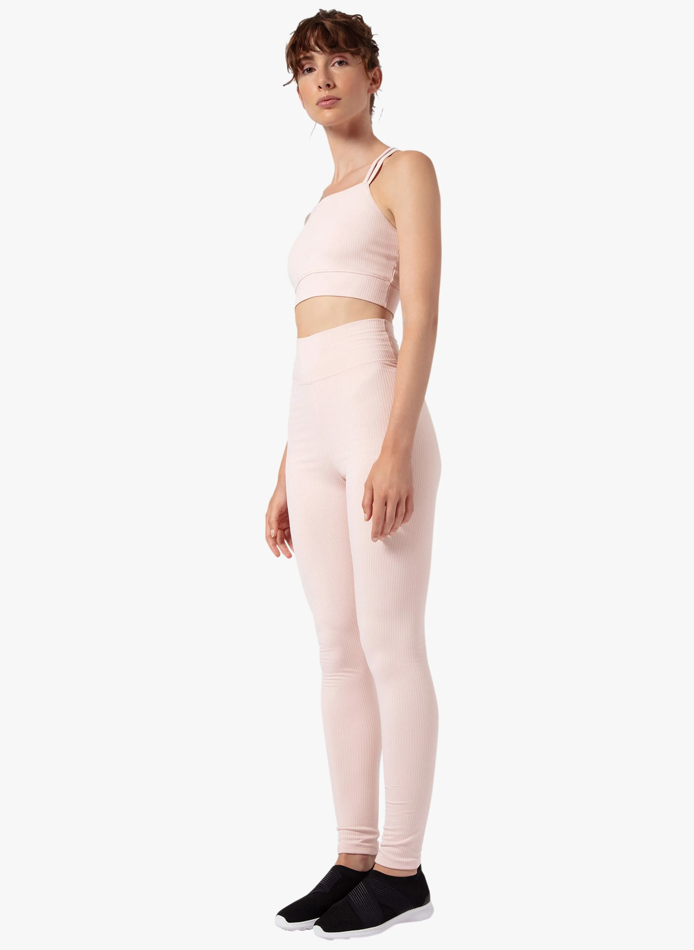 REPETTO Legging de talle alto de canalé en rosa