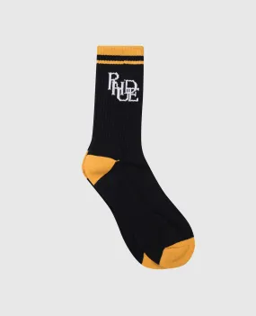 Rhude Black SCRAMBLE socks with logo pattern