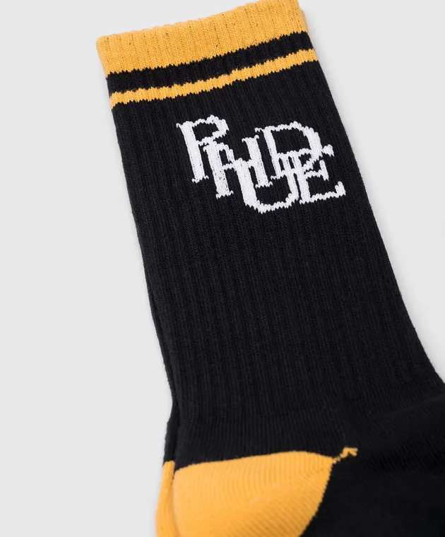 Rhude Black SCRAMBLE socks with logo pattern