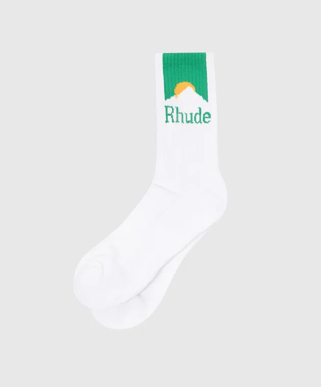 Rhude White socks MOONLIGHT with logo