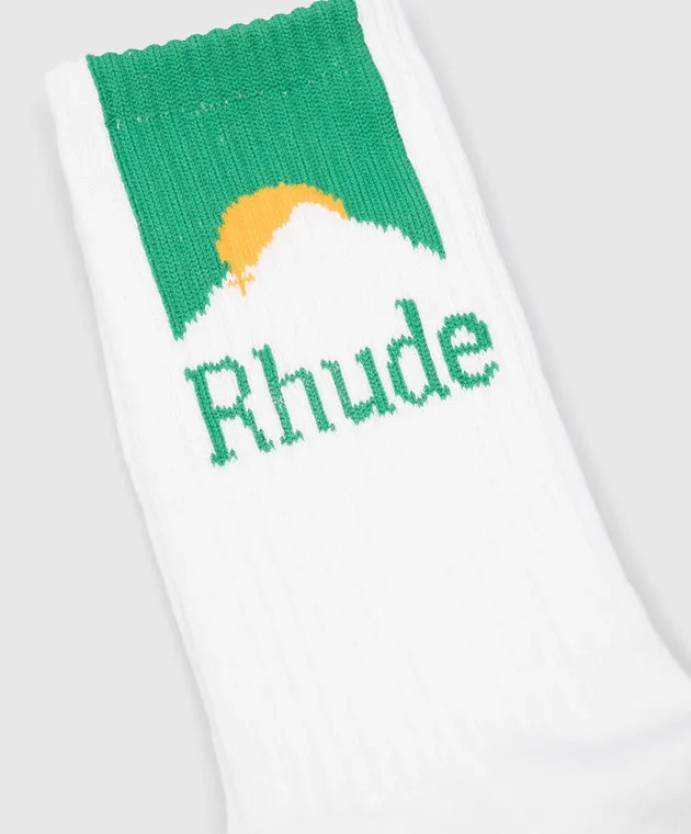 Rhude White socks MOONLIGHT with logo