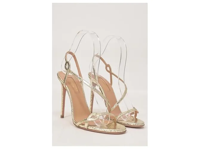 Sandalias Aquazzura Serpentine 105 con efecto de pitón en piel dorada Dorado Metálico 