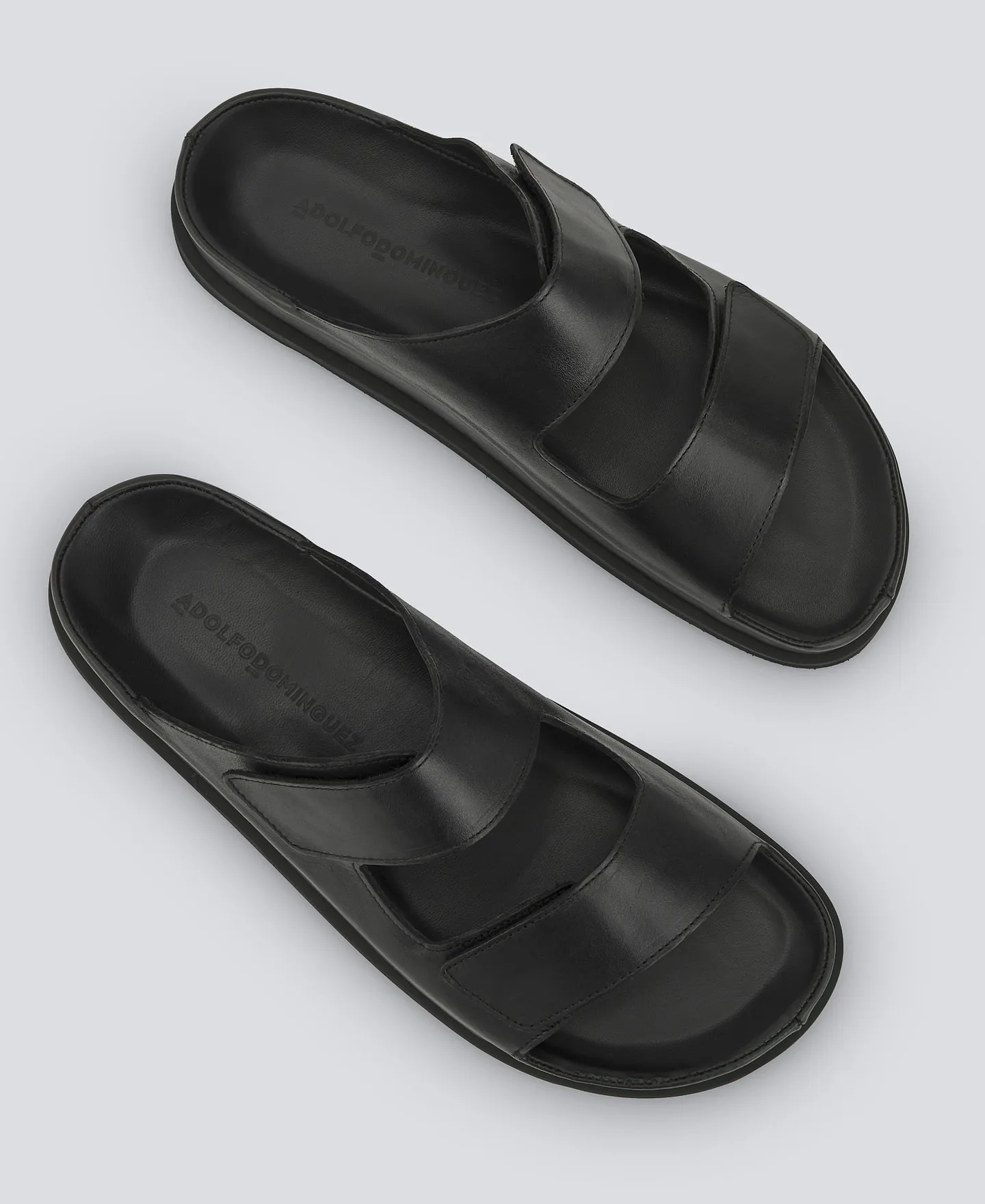 Sandalias en piel negras hombre