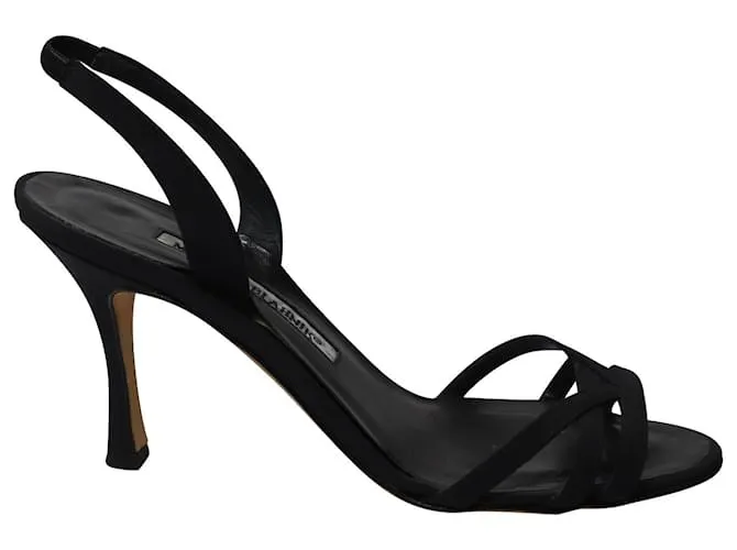 Sandalias Manolo Blahnik Callasli Slingback en piel de napa negra Negro 