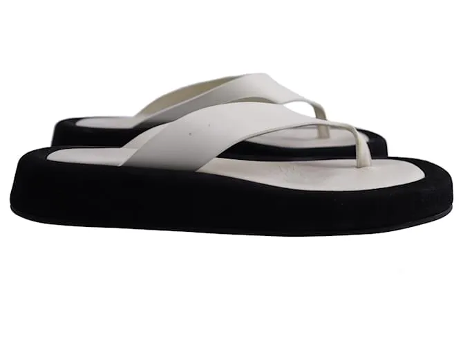 Sandalias The Row Ginza en piel y ante negro Blanco Crudo 