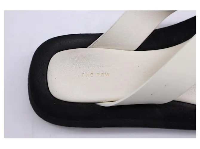 Sandalias The Row Ginza en piel y ante negro Blanco Crudo 