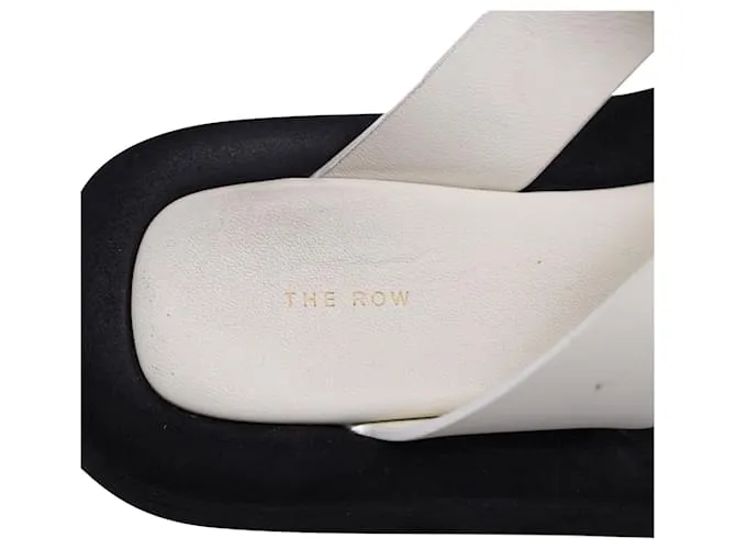 Sandalias The Row Ginza en piel y ante negro Blanco Crudo 