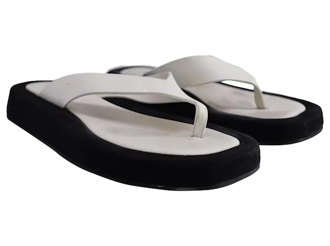 Sandalias The Row Ginza en piel y ante negro Blanco Crudo 